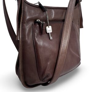 Fossil Brown Leather Crossbody Bag Vintage Distressed Everyday Shoulder Purse